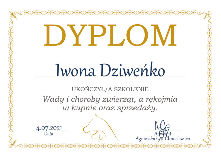 Read more about the article Dyplom – wady i choroby zwierząt, a rękojmia w kupnie oraz sprzedaży